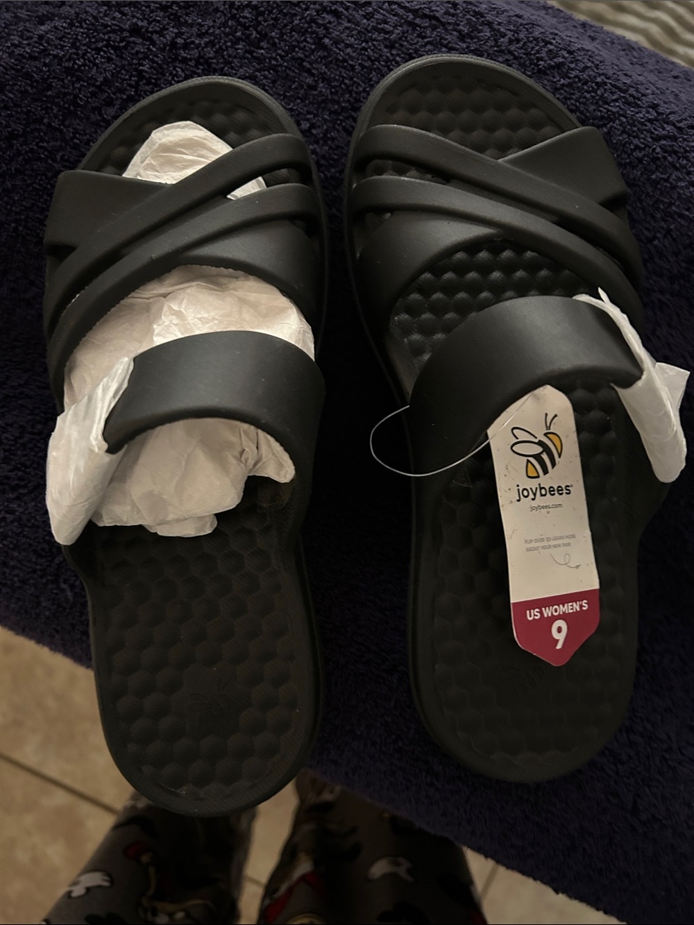 Joybees Women's Black Slide Sandals - Comfortable Casual Footwear